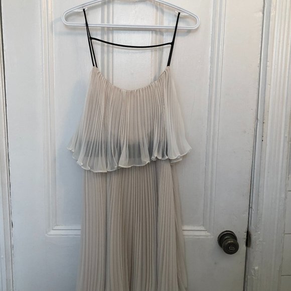 ABS Cream Color Tiered Mini Party Dress - Picture 1 of 6